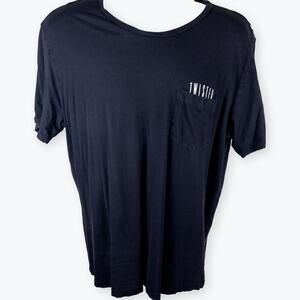 H&M Twisted Graphic Pocket Mens Black Tee L